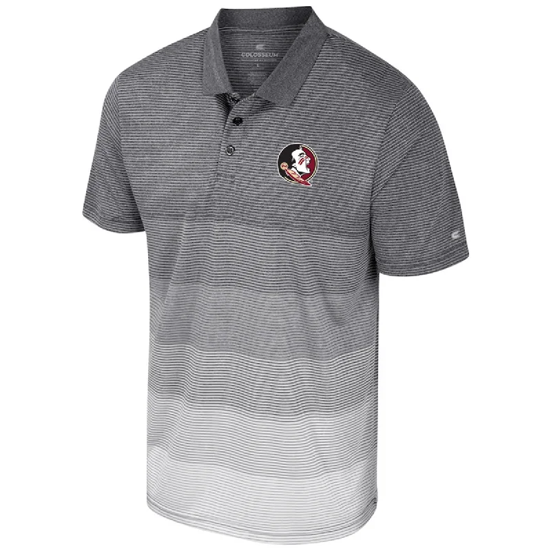 Colosseum Men's Seminole Logo Striped Mesh Polo - Grey