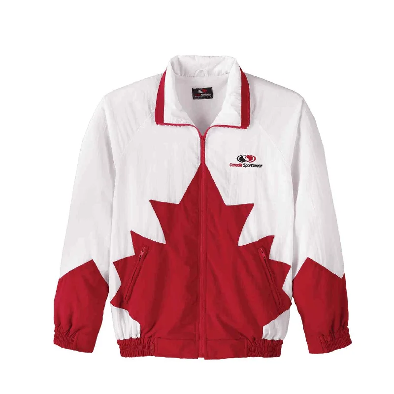 JK2040 - Custom Track jacket with maple leaf design & nylon lining