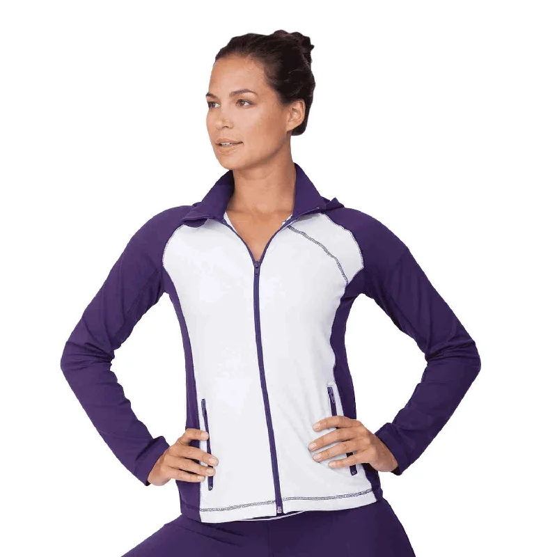 JK403 - Custom Two-toned unlined yoga jacket with flatlock stitching & hood