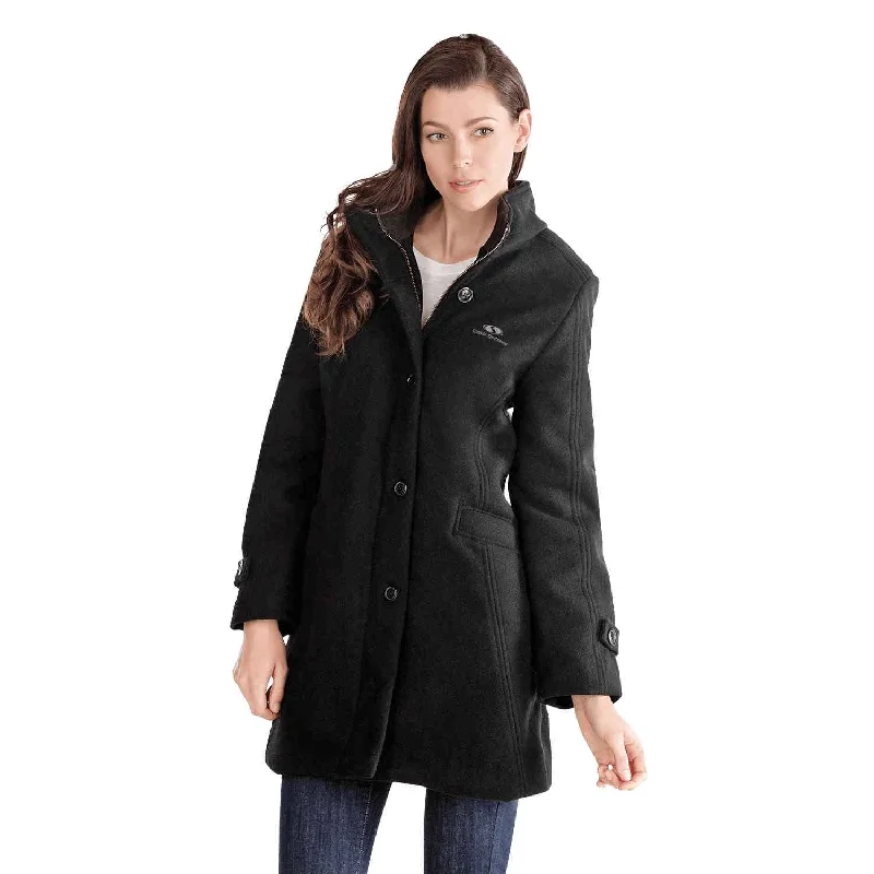 JK436 - Custom Melton coat with quilted insulated lining (ladies')