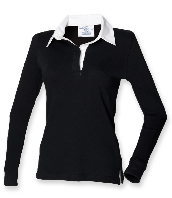 Ladies Lightweight Plain Rugby | BLACK/WHITE