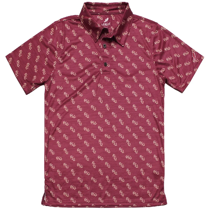 League Men's Stacked FSU AOP Sublimated Polo - Garnet