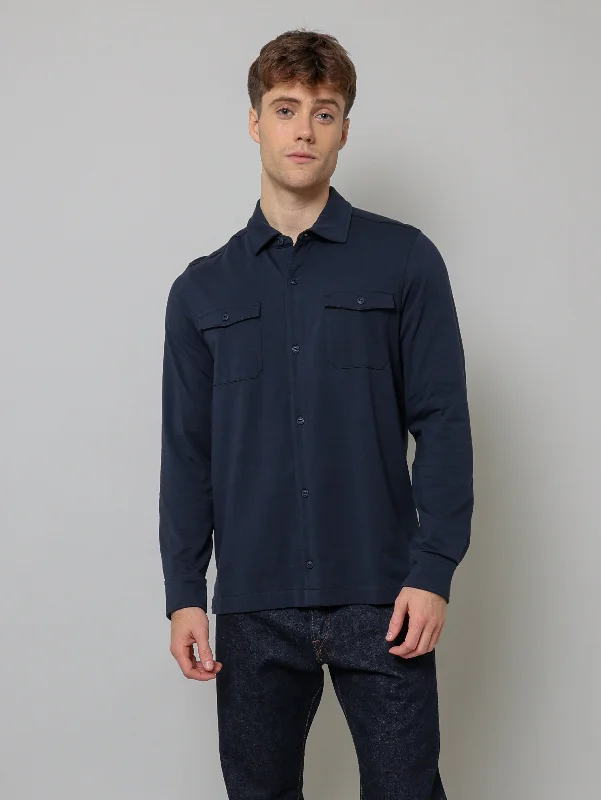 Pima Cotton Stretch Overshirt - Midnight