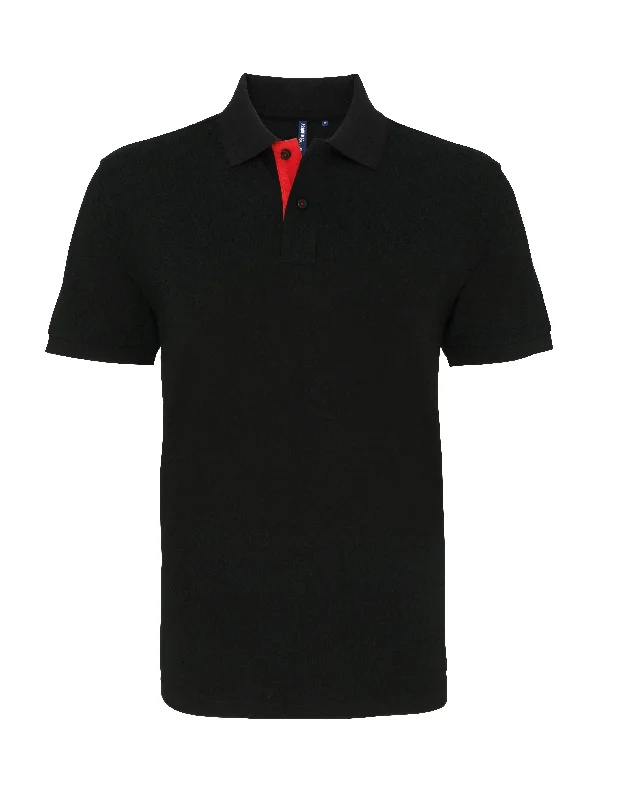 Men's Classic Fit Contrast Polo | BLACK/RED