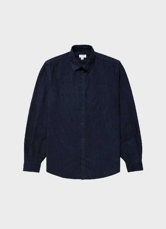 Men's Fine Cord Shirt in Navy