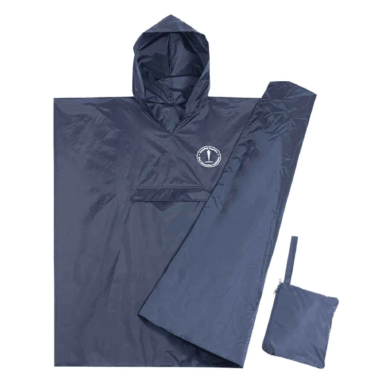 MS156 - Custom Packable rain poncho with front zippered pocket/pouch