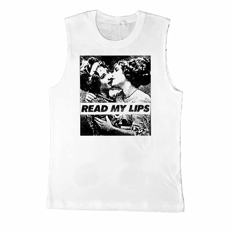 Read My Lips Vintage Women Sleeveless T-Shirt Supporting Rainbow Railroad