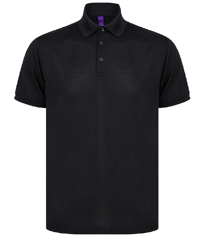 Recycled Polyester Pique Polo Shirt | BLACK