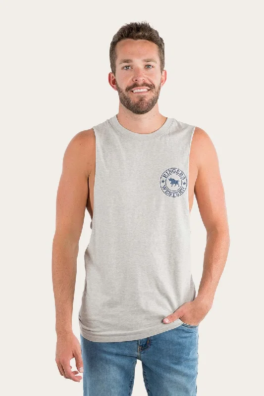 Signature Bull Mens Muscle Tank - Grey Marle/Navy