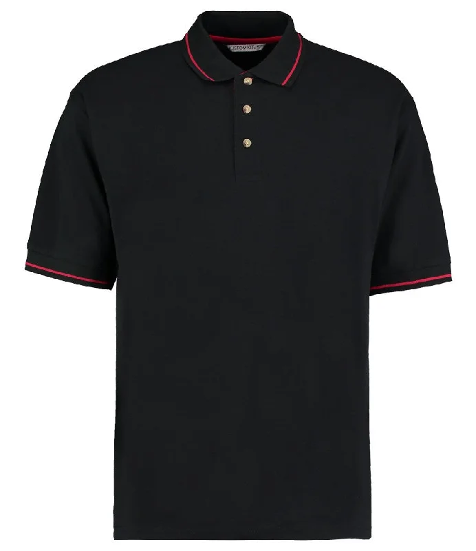 St Mellion Contrast Tipped Polo Shirt | BLACK/BRIGHT RED