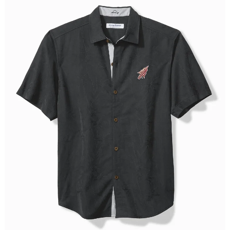 Tommy Bahama Men's Arrowhead Logo Coconut Point Palm Vista Short Sleeve Woven Shirt - Black