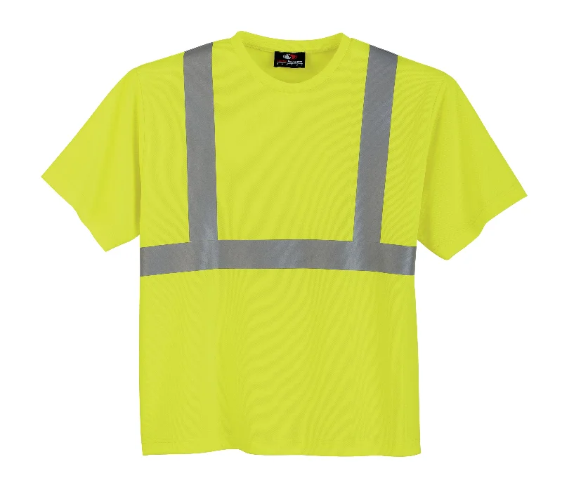 TS126R - Custom Hi-vis crew neck pullover short sleeve t-shirt with 3M reflective tape