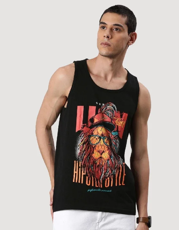 Black Lion King Gym Vest