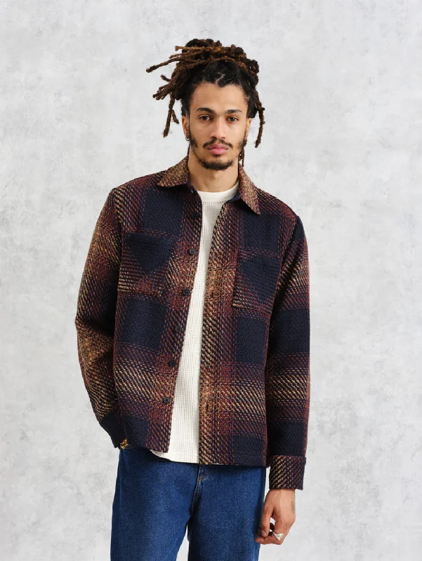 Whiting Overshirt - Navy/Caramel Windowpane Check