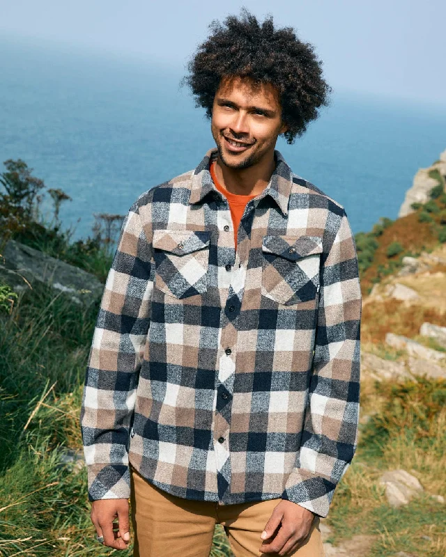 Wilfred - Mens Check Flannel Overshirt - Brown