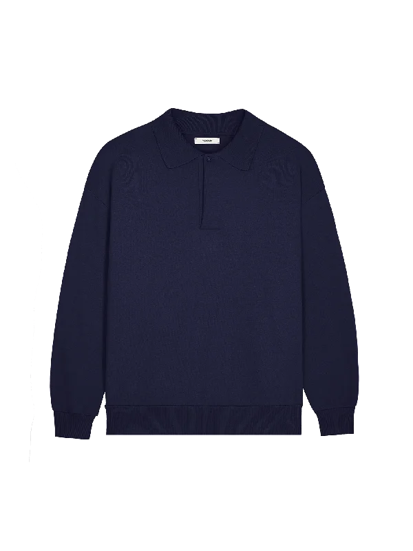 Mens DNA Heavyweight Polo Sweatshirt—navy