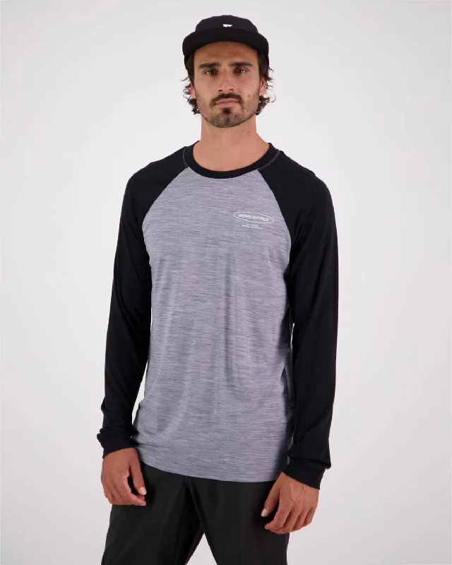 Icon Merino Raglan Long Sleeve - Grey Heather / Black