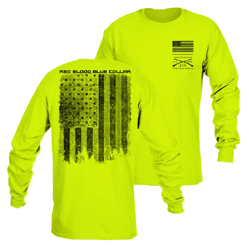 Red Blood Blue Collar® Long Sleeve - Safety Green