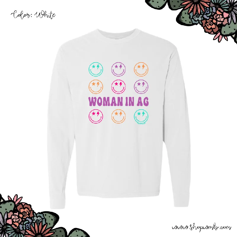 Retro Smile Woman In Ag LONG SLEEVE T-Shirt (S-3XL) - Multiple Colors!